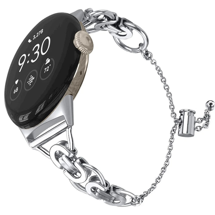 For Google Pixel Watch 4 41mm / Watch 3 41mm / Watch 2 / Watch Smartwatch Strap Replacement Bead Chain Stainless Strap Bracelet Strap - Silver - 1