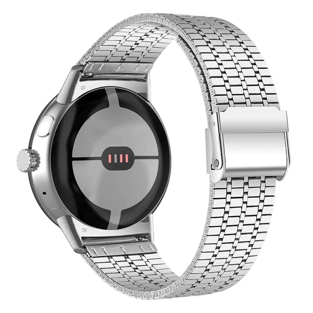 For Google Pixel Watch 4 41mm / Watch 3 41mm / Watch 2 / Watch Luster Steel Smartwatch Strap Replacement Watch Band with Buckle -Silver - 1
