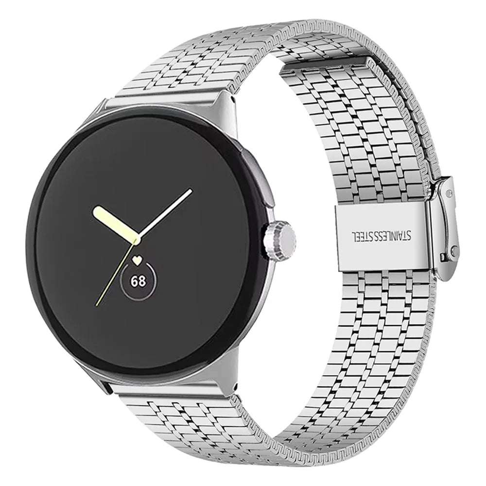 For Google Pixel Watch 4 41mm / Watch 3 41mm / Watch 2 / Watch Luster Steel Smartwatch Strap Replacement Watch Band with Buckle -Silver - 2