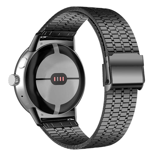 Metal Watch Strap for Google Pixel Watch 4 41mm / Watch 3 41mm / Watch 2 / Watch Dual Buckle Design Watch Band - Black - 1