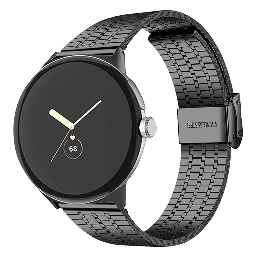Metal Watch Strap for Google Pixel Watch 4 41mm / Watch 3 41mm / Watch 2 / Watch Dual Buckle Design Watch Band - Black - 2
