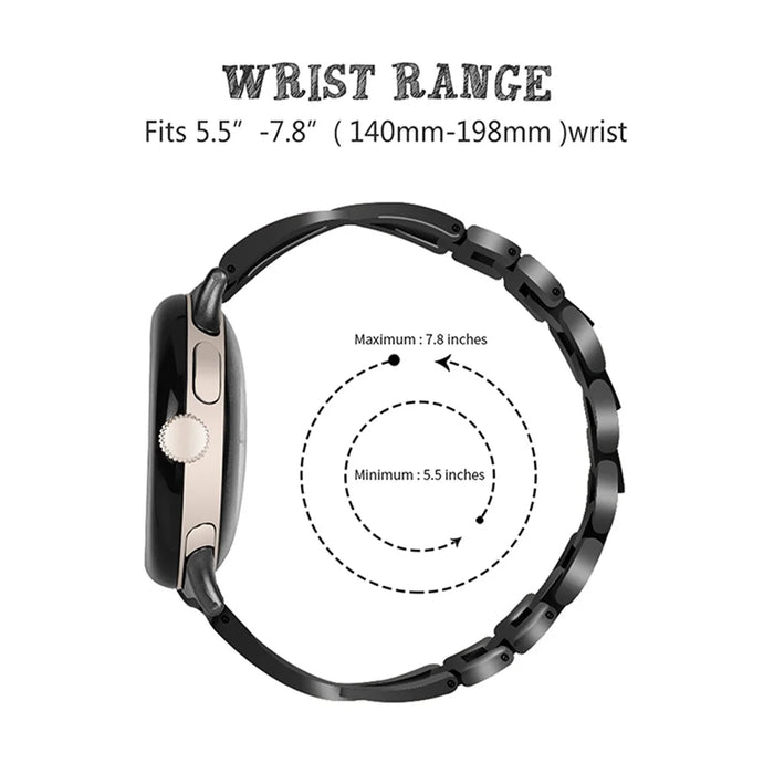 For Google Pixel Watch 4 41mm / Watch 3 41mm / Watch 2 / Watch Metal Watch Band Rhinestone Decor Replacement Strap Wrist Band - Black - 3