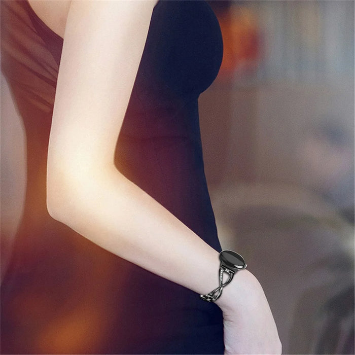 For Google Pixel Watch 4 41mm / Watch 3 41mm / Watch 2 / Watch Metal Watch Band Rhinestone Decor Replacement Strap Wrist Band - Black - 4