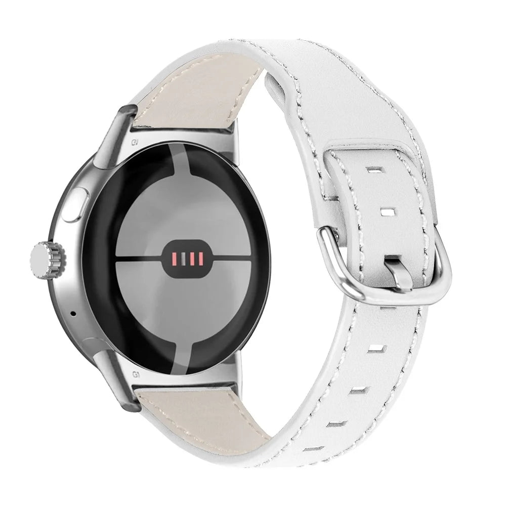For Google Pixel Watch 4 41mm / Watch 3 41mm / Watch 2 / Watch Genuine Cowhide Leather Watch Band Replacement Smart Bracelet Strap - White - 1