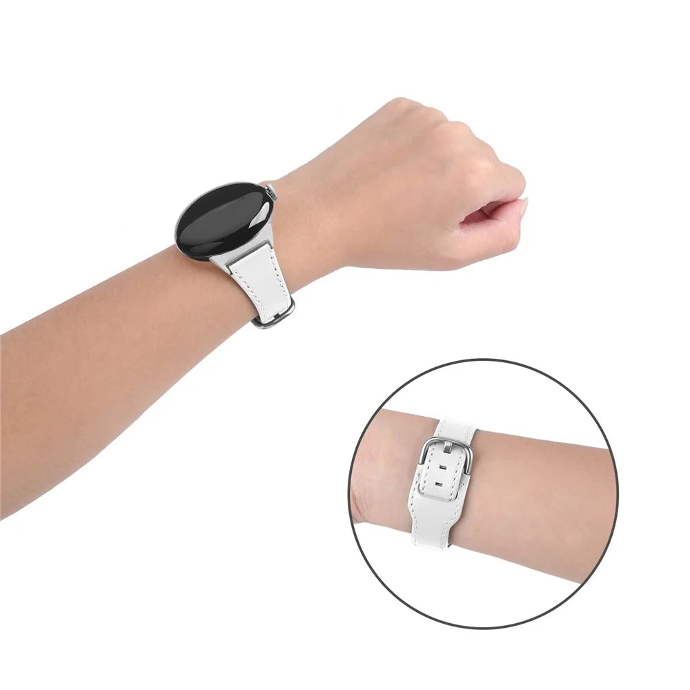 For Google Pixel Watch 4 41mm / Watch 3 41mm / Watch 2 / Watch Genuine Cowhide Leather Watch Band Replacement Smart Bracelet Strap - White - 2