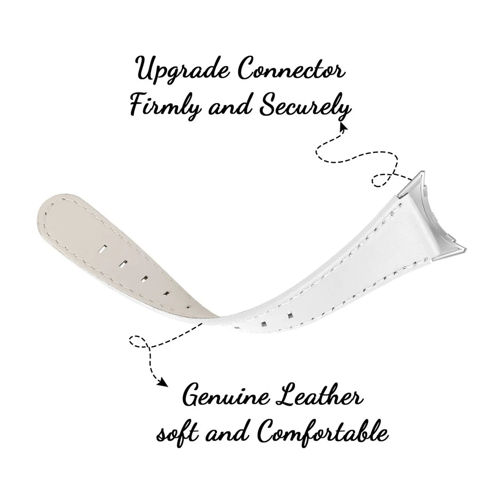 For Google Pixel Watch 4 41mm / Watch 3 41mm / Watch 2 / Watch Genuine Cowhide Leather Watch Band Replacement Smart Bracelet Strap - White - 3