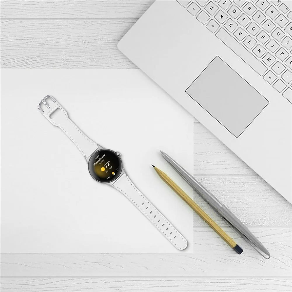 For Google Pixel Watch 4 41mm / Watch 3 41mm / Watch 2 / Watch Genuine Cowhide Leather Watch Band Replacement Smart Bracelet Strap - White - 4