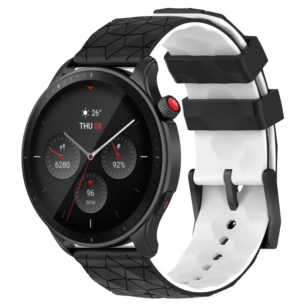 Silicone Watch Bands for Garmin Move Trend , 20mm Dual Color Football Pattern Sports Strap - Black / White - 2