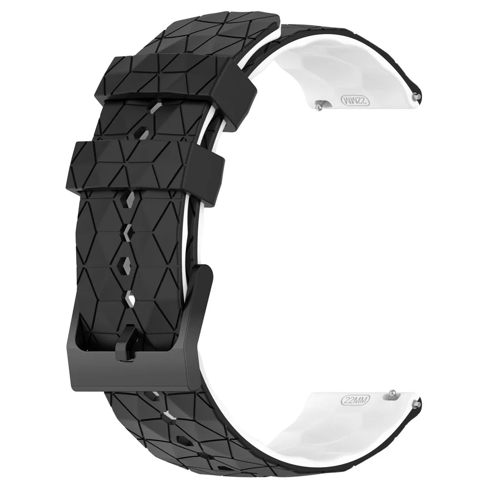 Silicone Watch Bands for Garmin Move Trend , 20mm Dual Color Football Pattern Sports Strap - Black / White - 3