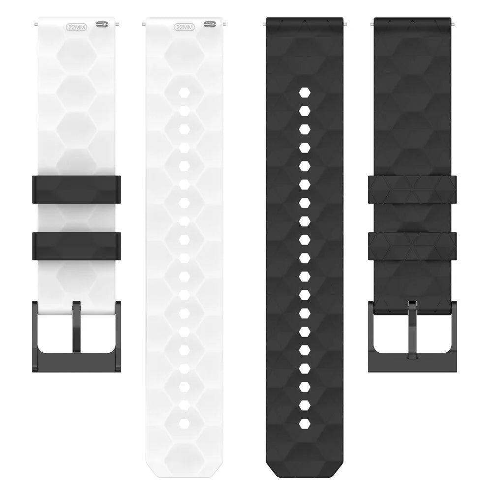 Silicone Watch Bands for Garmin Move Trend , 20mm Dual Color Football Pattern Sports Strap - Black / White - 5