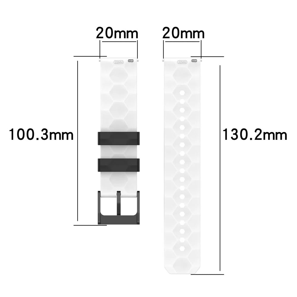 Silicone Watch Bands for Garmin Move Trend , 20mm Dual Color Football Pattern Sports Strap - Black / White - 7