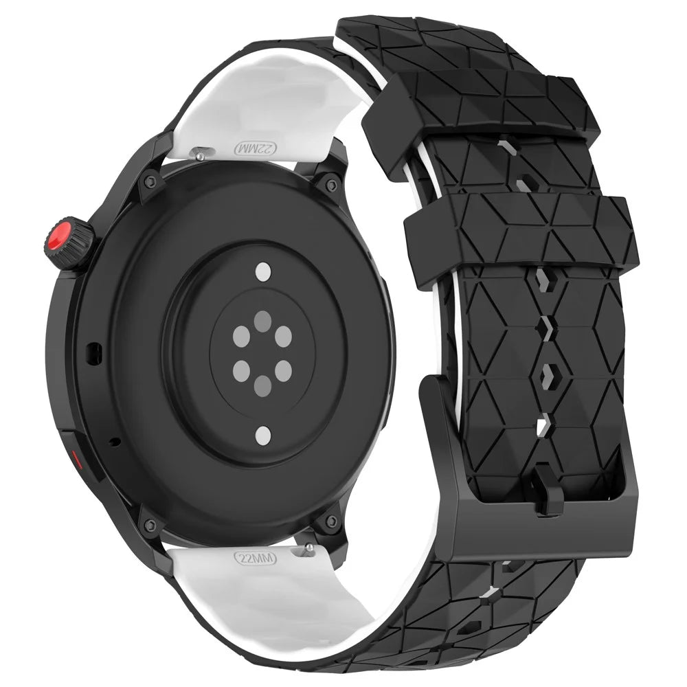 Watch Strap for Huami Amazfit GTR 4 46mm , Football Pattern Dual-color 22mm Silicone Watch Band - Black / White - 1