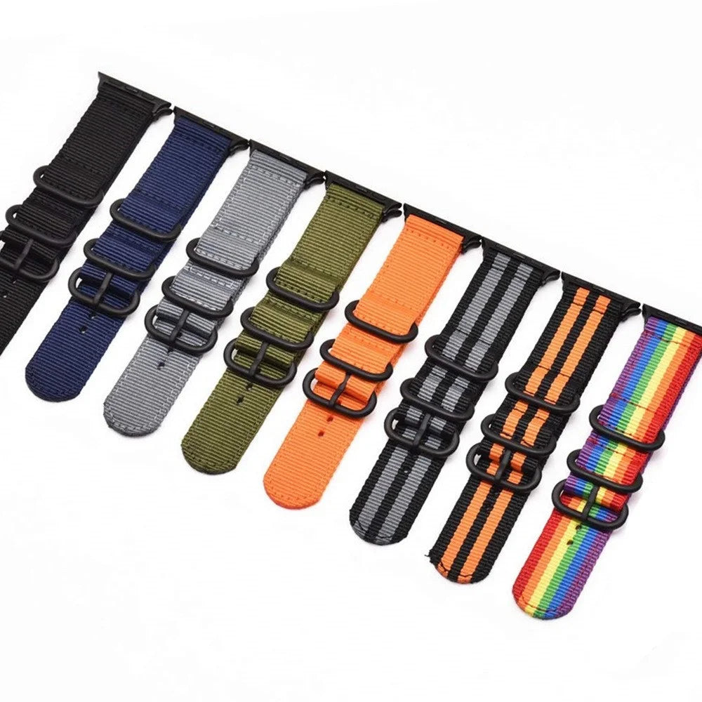 Nylon Watch Band for Apple Watch Ultra 3 2 1 49mm / Series 11 10 46mm / 9 8 7 45mm / SE3 SE2 SE 6 5 4 44mm / 3 2 1 42mm Three Loops Sport Breathable Strap - Green - 5