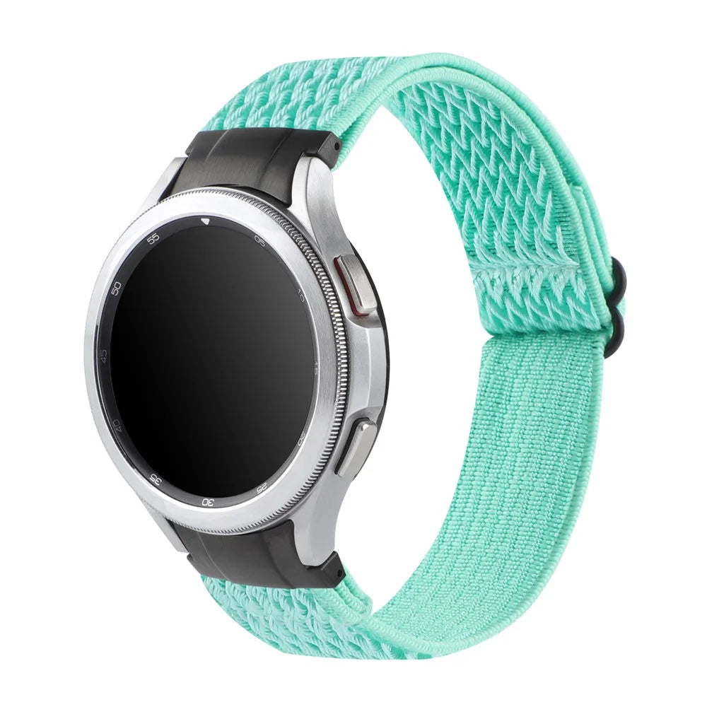 Stretchy Nylon Watch Band for Samsung Galaxy Watch6 40mm 44mm / Watch6 Classic 43mm 47mm / Watch 5 40mm 44mm / 5 Pro 45mm / Watch4 40mm 44mm , Solo Loop Wristband Strap - Mint Green - 3