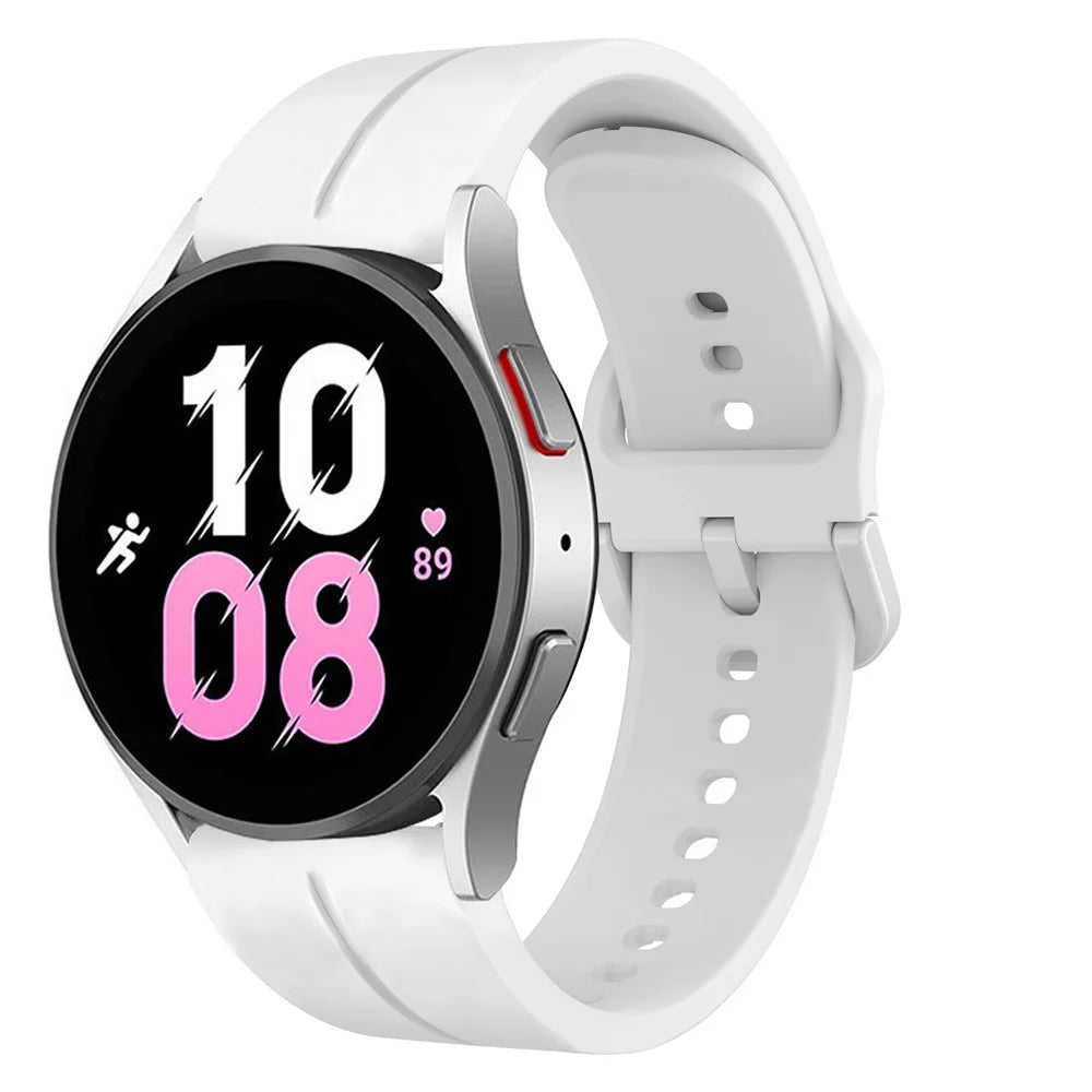 For Samsung Galaxy Watch6 40mm / 44mm / Watch6 Classic 43mm / 47mm Watch Band 20mm Silicone Watch Strap - White - 5