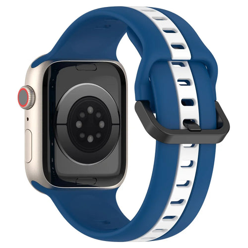 For Apple Watch Ultra 3 2 1 49mm / Series 11 10 46mm / 9 8 7 45mm / SE3 SE2 SE 6 5 4 44mm / 3 2 1 42mm Silicone Strap Dual Color Watchband - Sky Blue / White - 1