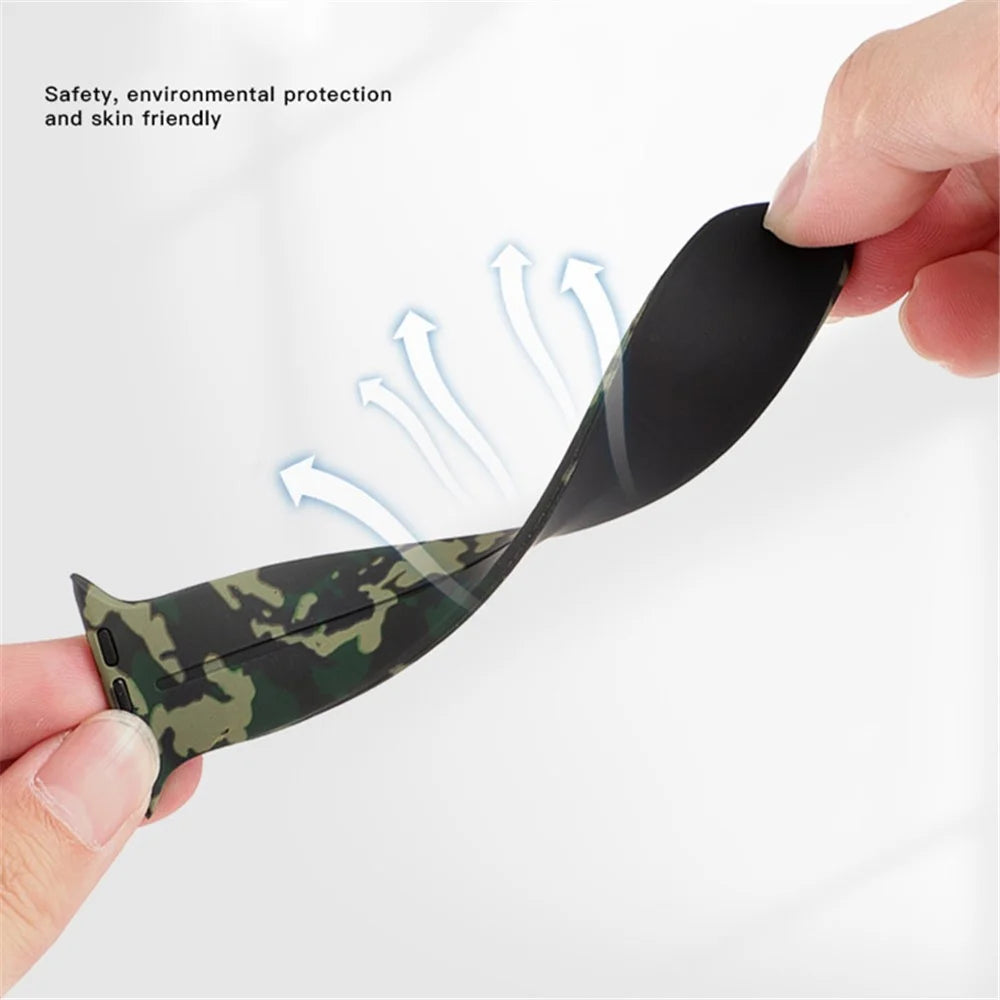 Watch Strap for Apple Watch Series 11 10 42mm / 9 8 7 41mm / SE3 SE2 SE 6 5 4 40mm / 3 2 1 38mm Magnetic Watch Band Camo Silicone Watch Strap - Army Green - 2