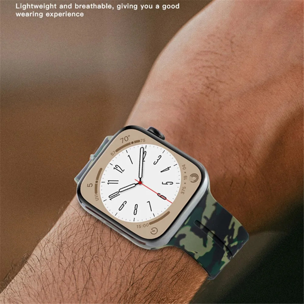 Watch Strap for Apple Watch Series 11 10 42mm / 9 8 7 41mm / SE3 SE2 SE 6 5 4 40mm / 3 2 1 38mm Magnetic Watch Band Camo Silicone Watch Strap - Army Green - 7