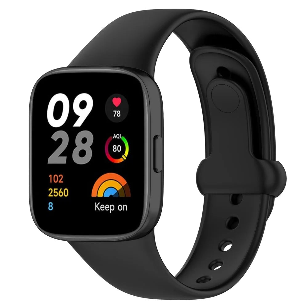 Watch Band for Xiaomi Redmi Watch 3 Soft Silicone Strap with Button Buckle - Black - 5