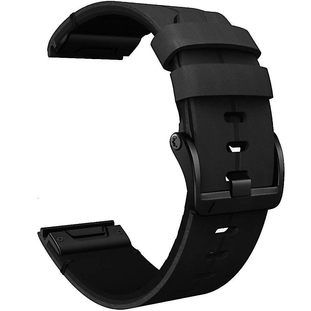 For Garmin Fenix 7X Genuine Leather Watch Band Replacement Wrist Strap - Black - 2