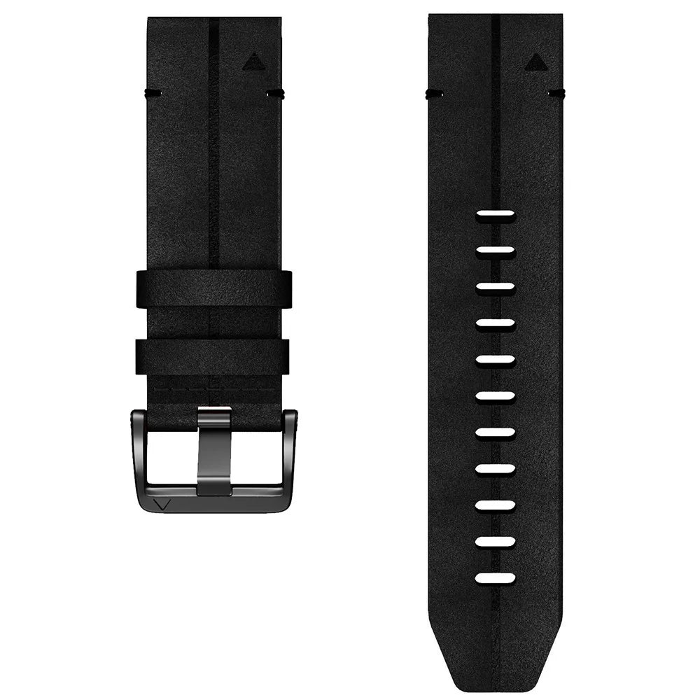 For Garmin Fenix 7X Genuine Leather Watch Band Replacement Wrist Strap - Black - 3