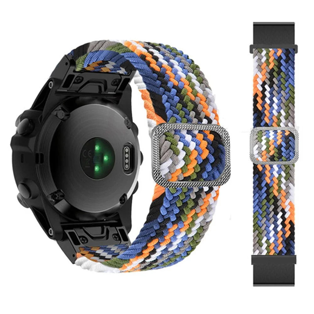 For Garmin Fenix 7X / Fenix 3 / 3 HR Nylon Watch Band Smart Bracelet 26mm Adjustable Strap with Buckle - Denim - 2