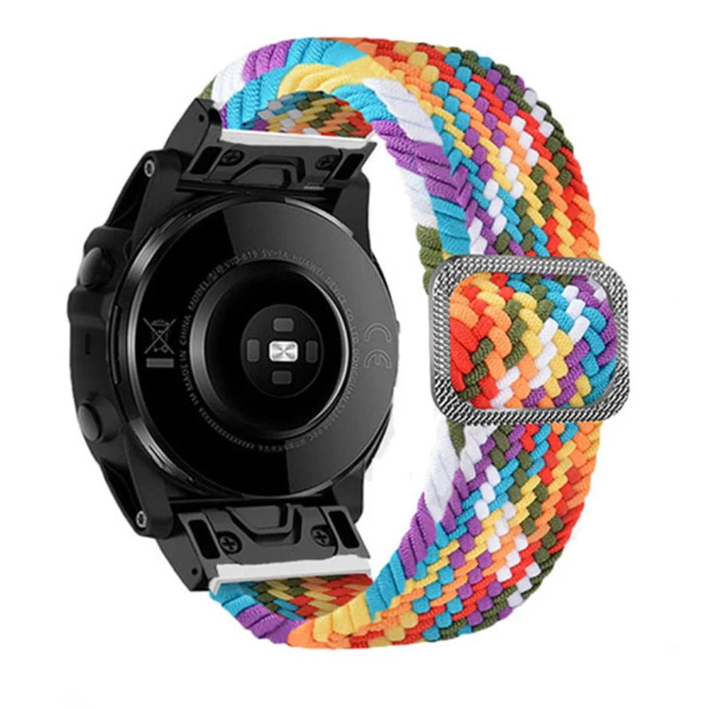 For Garmin Fenix 7 / Epix / Instinct 2 / Approach S62 / Fenix 5 Nylon Strap 22mm Smart Watch Band with Buckle - Rainbow - 1