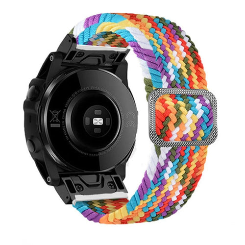 For Garmin Fenix 7 / Epix / Instinct 2 / Approach S62 / Fenix 5 Nylon Strap 22mm Smart Watch Band with Buckle - Rainbow - 1