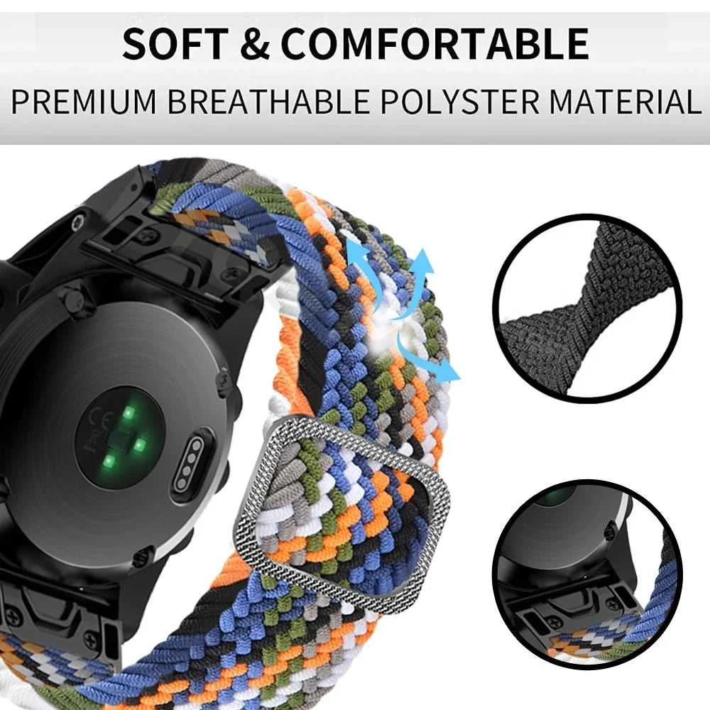 For Garmin Fenix 7 / Epix / Instinct 2 / Approach S62 / Fenix 5 Nylon Strap 22mm Smart Watch Band with Buckle - Rainbow - 2
