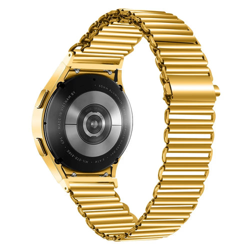 For Samsung Galaxy Watch4 Active 40mm / 44mm  /  Watch4 Classic 42mm / 46mm Stainless Steel Watch Band Adjustable Wrist Strap with Connector - Gold - 1