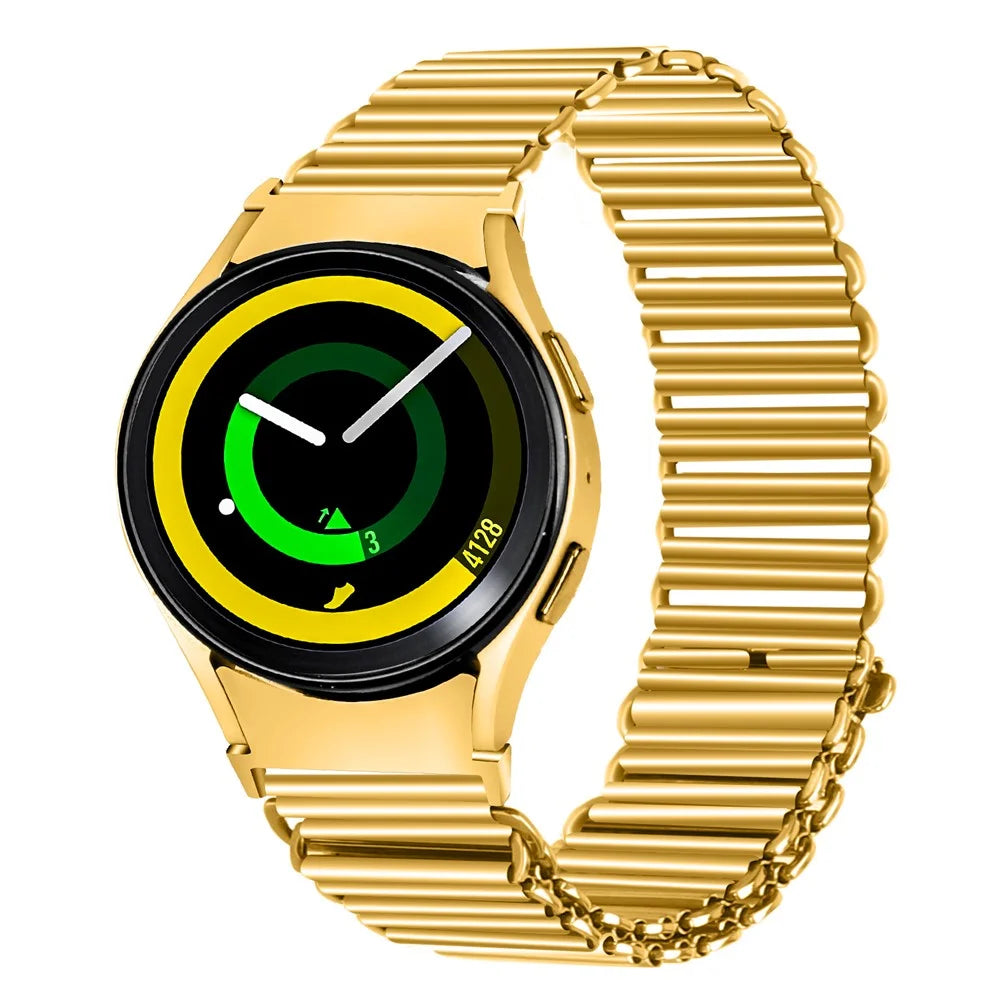 For Samsung Galaxy Watch4 Active 40mm / 44mm  /  Watch4 Classic 42mm / 46mm Stainless Steel Watch Band Adjustable Wrist Strap with Connector - Gold - 3
