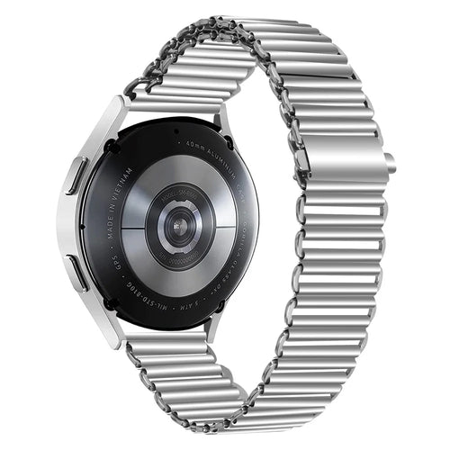 For Samsung Galaxy Watch4 Active 40mm / 44mm  /  Watch4 Classic 42mm / 46mm Hollow Stainless Steel Watch Band 20mm Adjustable Wrist Strap - Silver - 1