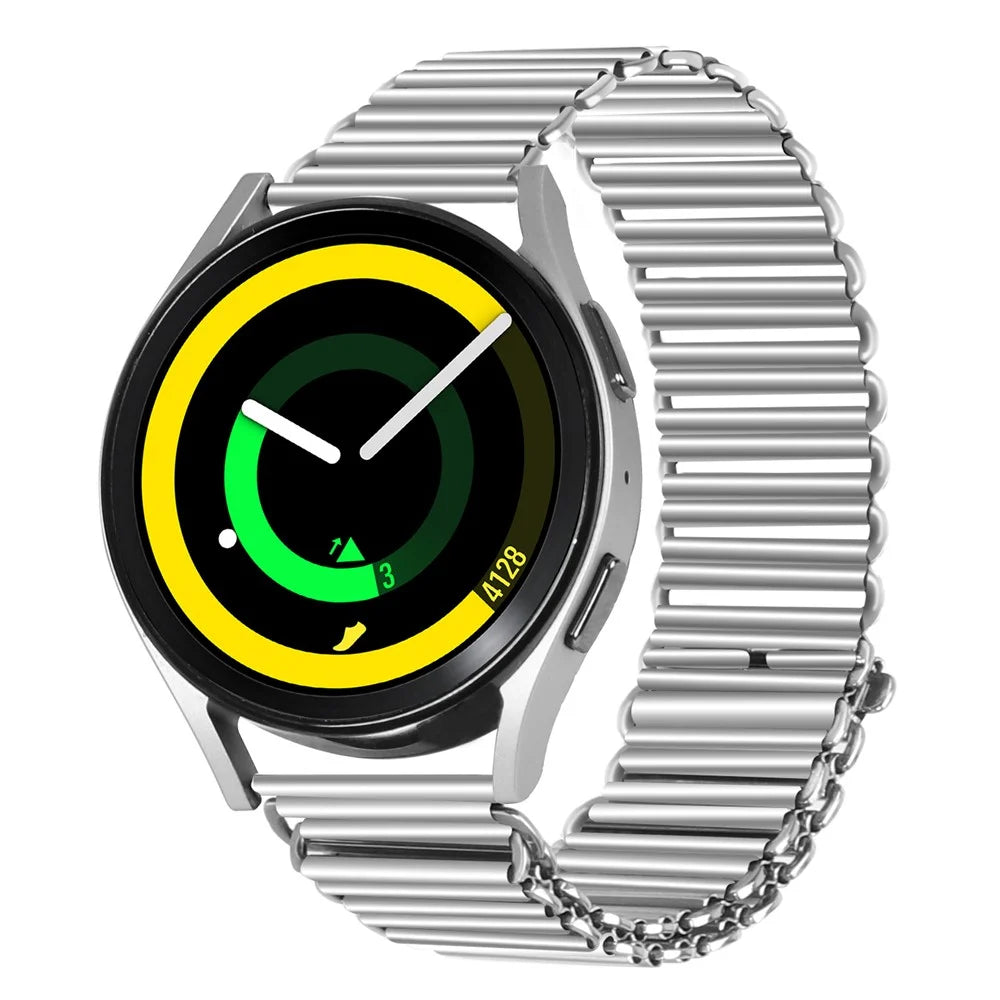 For Samsung Galaxy Watch4 Active 40mm / 44mm  /  Watch4 Classic 42mm / 46mm Hollow Stainless Steel Watch Band 20mm Adjustable Wrist Strap - Silver - 3