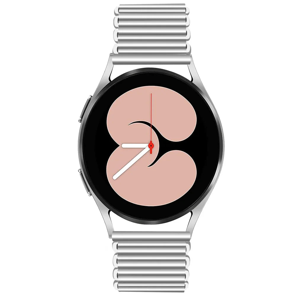 For Samsung Galaxy Watch4 Active 40mm / 44mm  /  Watch4 Classic 42mm / 46mm Hollow Stainless Steel Watch Band 20mm Adjustable Wrist Strap - Silver - 4