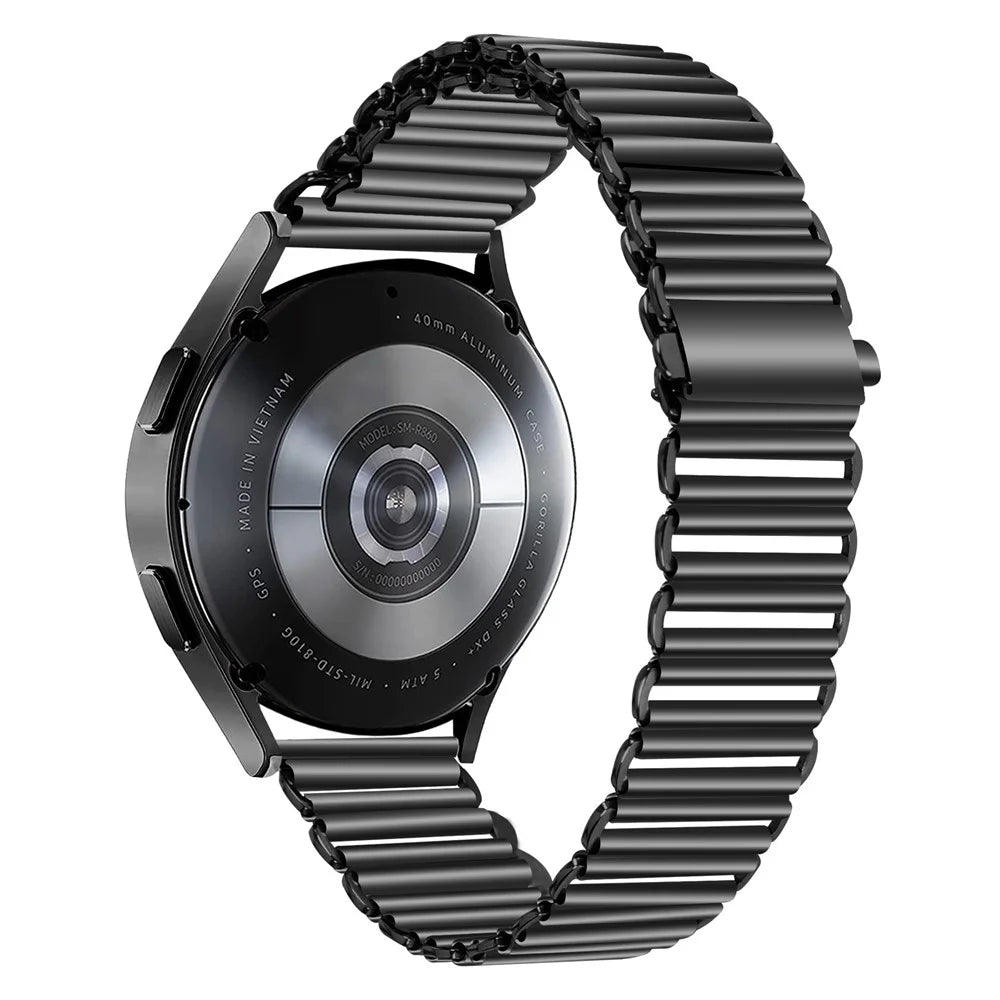 For Samsung Galaxy Watch4 Active 40mm / 44mm  /  Watch4 Classic 42mm / 46mm Stainless Steel Wrist Band 20mm Adjustable Hollow Watch Strap - Black - 1
