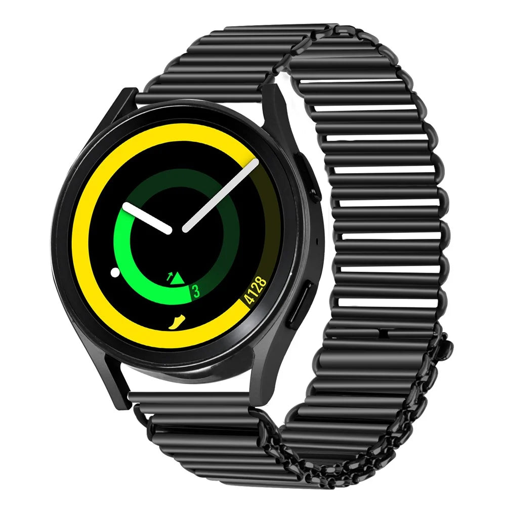 For Samsung Galaxy Watch4 Active 40mm / 44mm  /  Watch4 Classic 42mm / 46mm Stainless Steel Wrist Band 20mm Adjustable Hollow Watch Strap - Black - 3