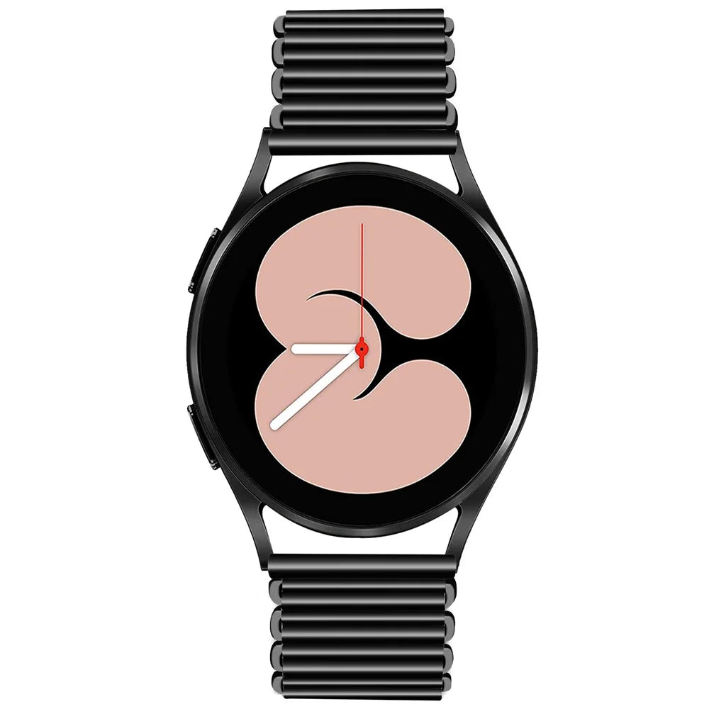 For Samsung Galaxy Watch4 Active 40mm / 44mm  /  Watch4 Classic 42mm / 46mm Stainless Steel Wrist Band 20mm Adjustable Hollow Watch Strap - Black - 4