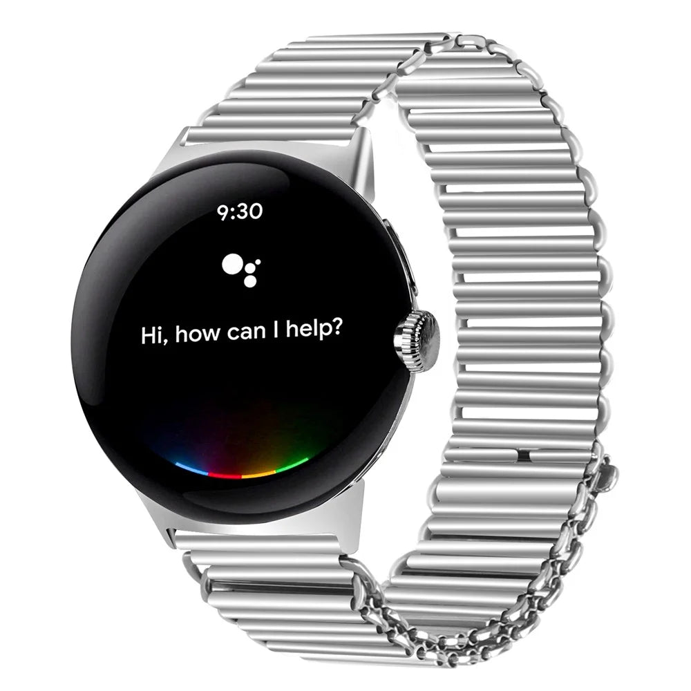 Stainless Steel Strap for Google Pixel Watch 4 41mm / Watch 3 41mm / Watch 2 / Watch Hollow Breathable Watch Band - Silver - 3