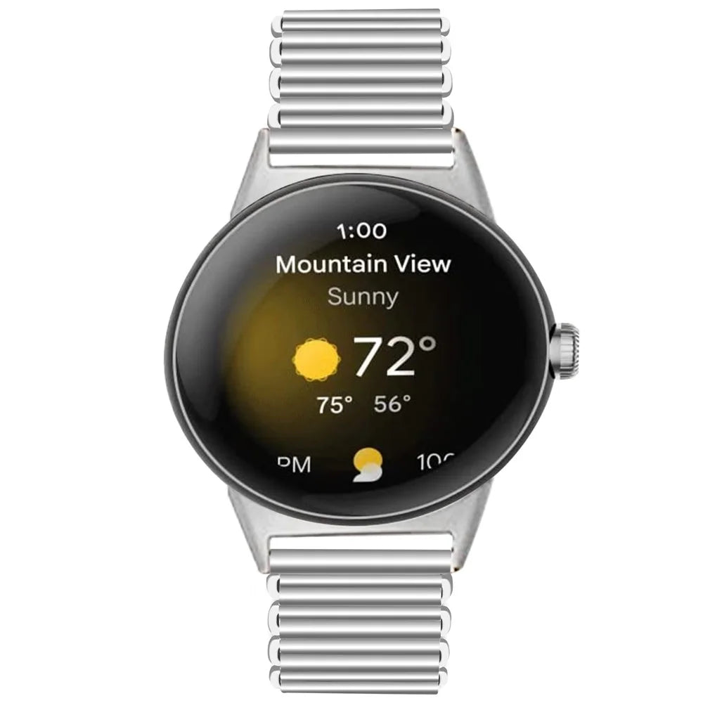 Stainless Steel Strap for Google Pixel Watch 4 41mm / Watch 3 41mm / Watch 2 / Watch Hollow Breathable Watch Band - Silver - 4