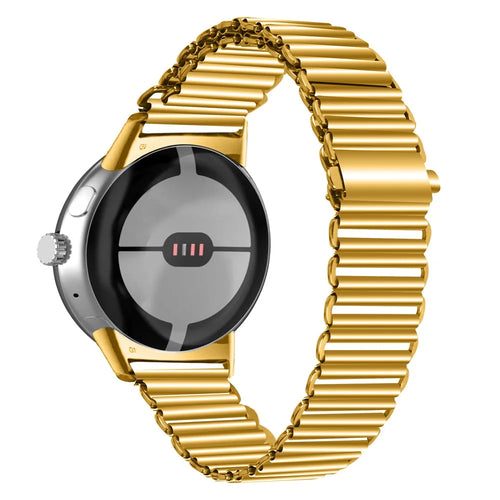 Replacement Strap for Google Pixel Watch 4 41mm / Watch 3 41mm / Watch 2 / Watch Band Stainless Steel Hollow Breathable Watchband - Gold - 1