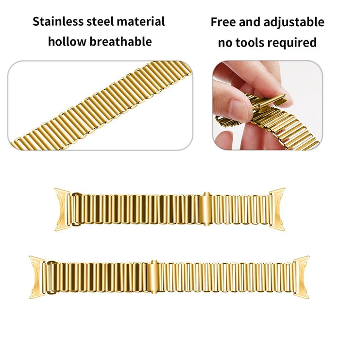 Replacement Strap for Google Pixel Watch 4 41mm / Watch 3 41mm / Watch 2 / Watch Band Stainless Steel Hollow Breathable Watchband - Gold - 2