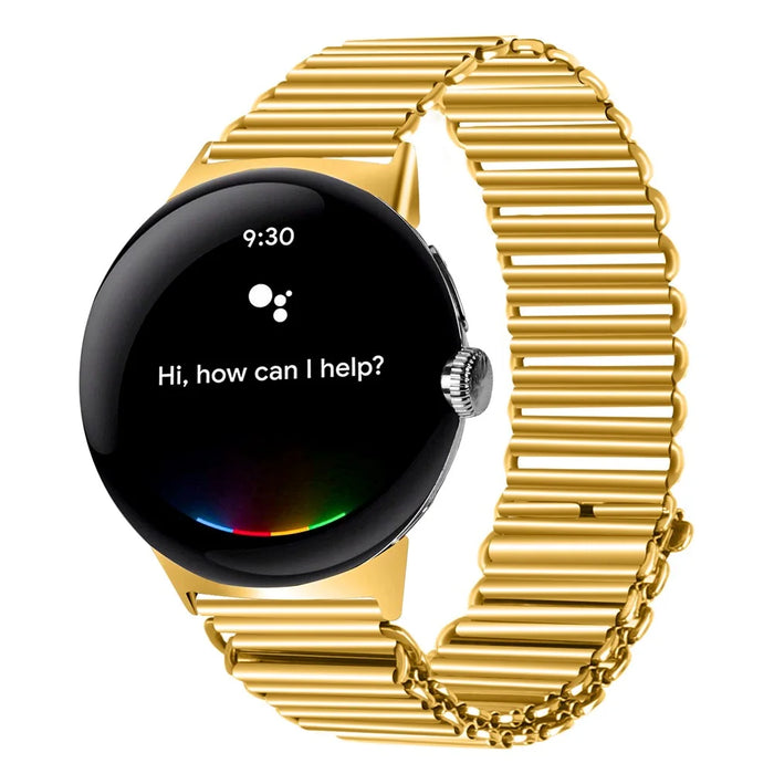 Replacement Strap for Google Pixel Watch 4 41mm / Watch 3 41mm / Watch 2 / Watch Band Stainless Steel Hollow Breathable Watchband - Gold - 3