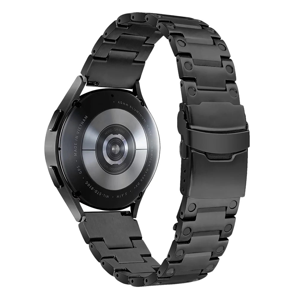 For Samsung Galaxy Watch4 Active 40mm 44mm / Watch4 Classic 42mm 46mm Smart Watch Strap 20mm Stainless Steel Watchband - Black - 1