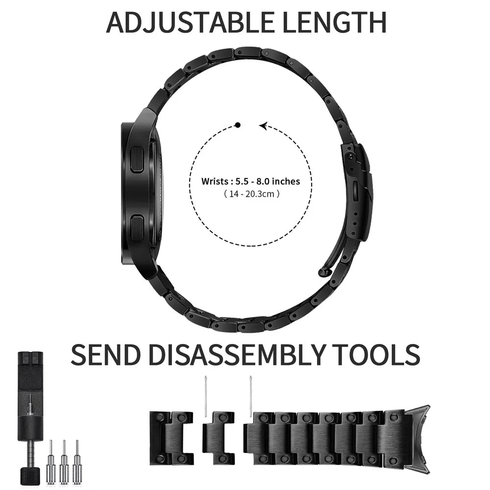 For Samsung Galaxy Watch4 Active 40mm 44mm / Watch4 Classic 42mm 46mm Smart Watch Strap 20mm Stainless Steel Watchband - Black - 4