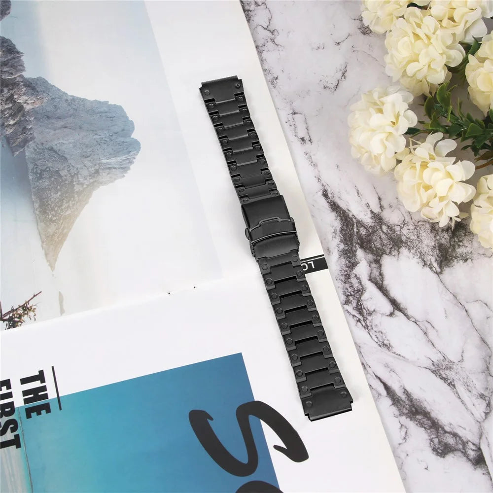For Samsung Galaxy Watch4 Active 40mm 44mm / Watch4 Classic 42mm 46mm Smart Watch Strap 20mm Stainless Steel Watchband - Black - 5
