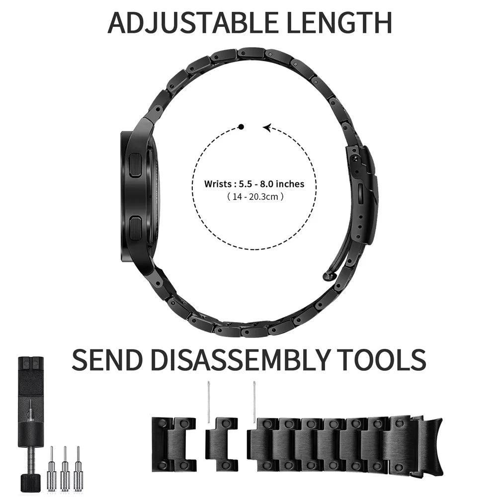 For Samsung Galaxy Watch 5 Active 40mm 44mm / Watch 5 Pro 45mm Watchband Replacement Stainless Steel Wrist Strap - Black - 4