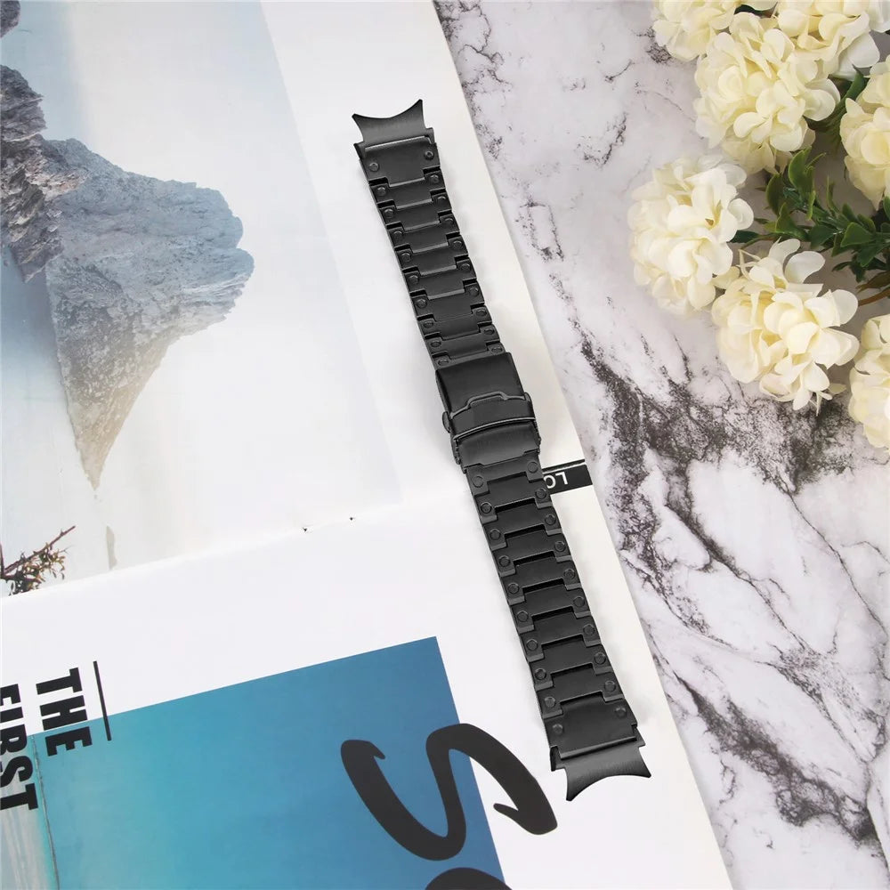 For Samsung Galaxy Watch 5 Active 40mm 44mm / Watch 5 Pro 45mm Watchband Replacement Stainless Steel Wrist Strap - Black - 5