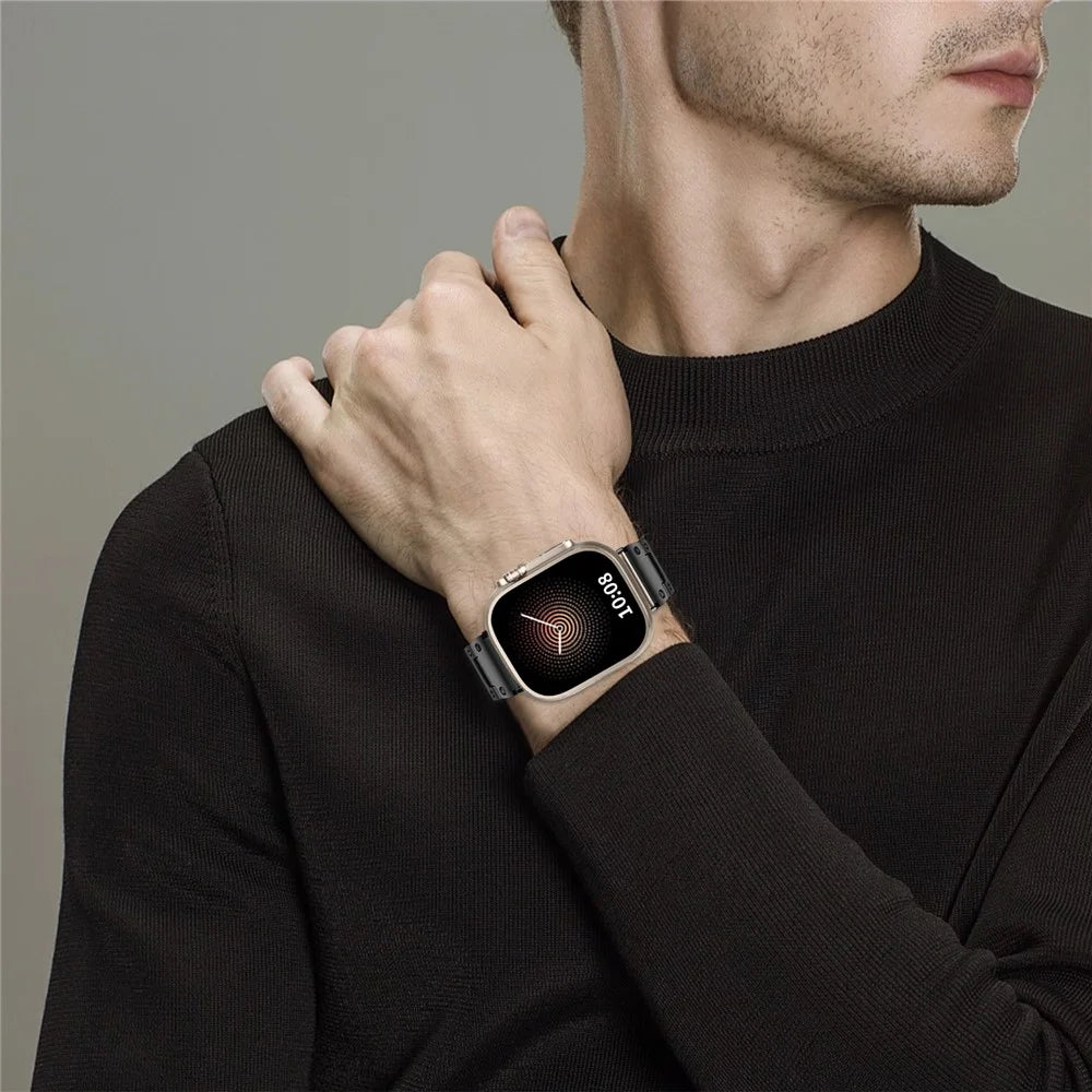 Watch Strap for Apple Watch Series 11 10 42mm / 9 8 7 41mm / SE3 SE2 SE 6 5 4 40mm / 3 2 1 38mm Stainless Steel Watch Band - Black - 7