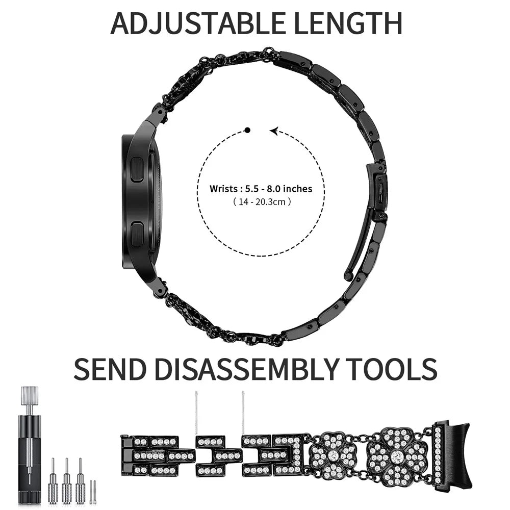 For Samsung Galaxy Watch6 40mm 44mm / Watch6 Classic 43mm 47mm / Watch 5 40mm 44mm / 5 Pro 45mm Watch Band with Connector - Black - 3