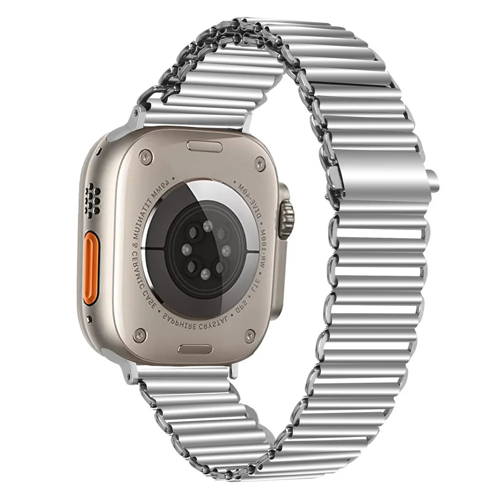 Watch Band for Apple Watch Series 11 10 42mm / 9 8 7 41mm / SE3 SE2 SE 6 5 4 40mm / 3 2 1 38mm Adjustable Hollow Wrist Strap - Silver - 1